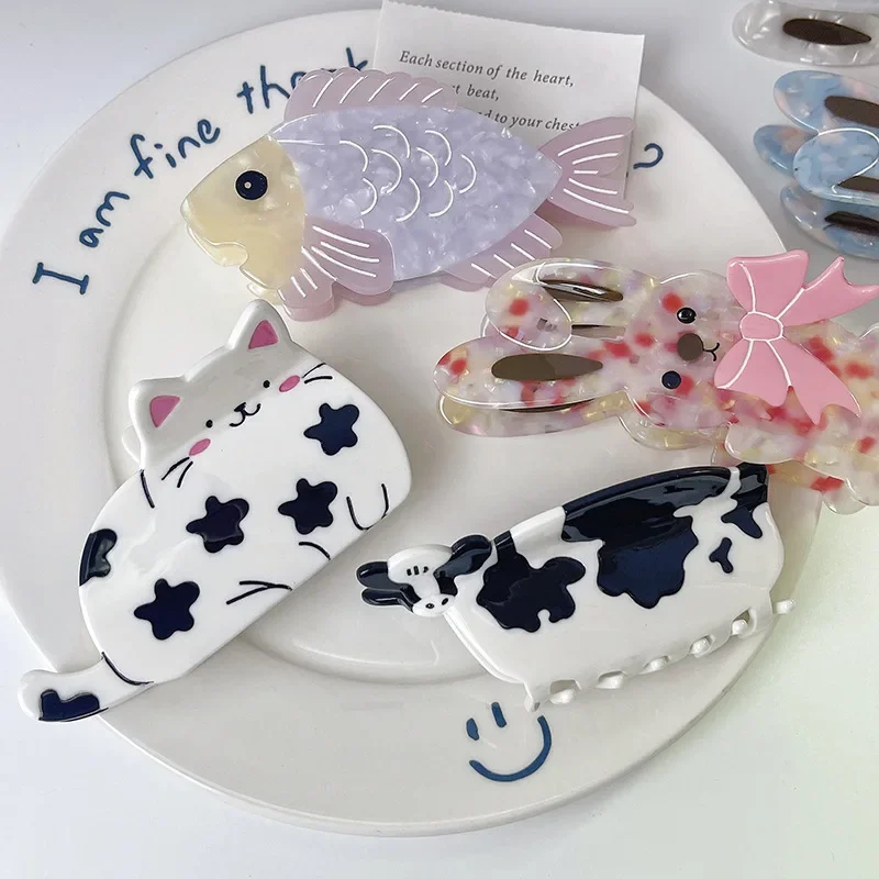 Симпатичные заколки для волос YHJ в виде животных новейшие стили ацетатные