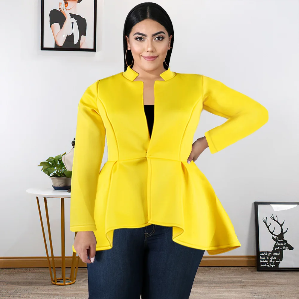 

Блузка с длинным рукавом и высокой талией, приталенный однотонный Повседневный универсальный топ с оборками, рубашка, женские топы, осень-в...