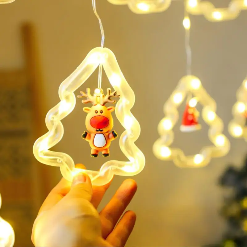 

LED Holiday Light Christmas Decoration Lamp Snow Santa Claus Room Decor Garland New Year String Lights Remote Control 8 Modes