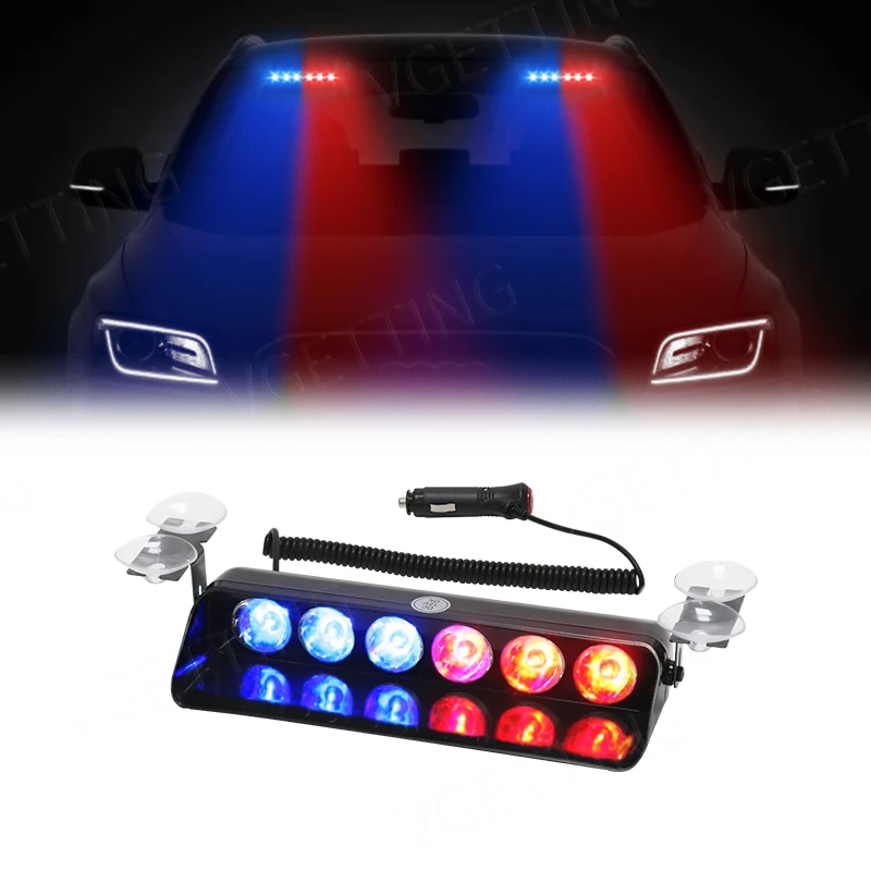 

6 LED Car Strobe Light Flash Warning Police Fireman Emergency Front Windshield Signal Beacon Lamp Truck Trailer Auto Vehicle 12v