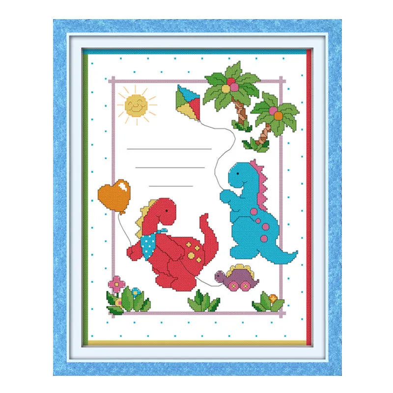 

Baby's birth record(5)( baby dinosaur) cross stitch kit people 18ct 14ct 11ct count print canvas stitches embroidery DIY