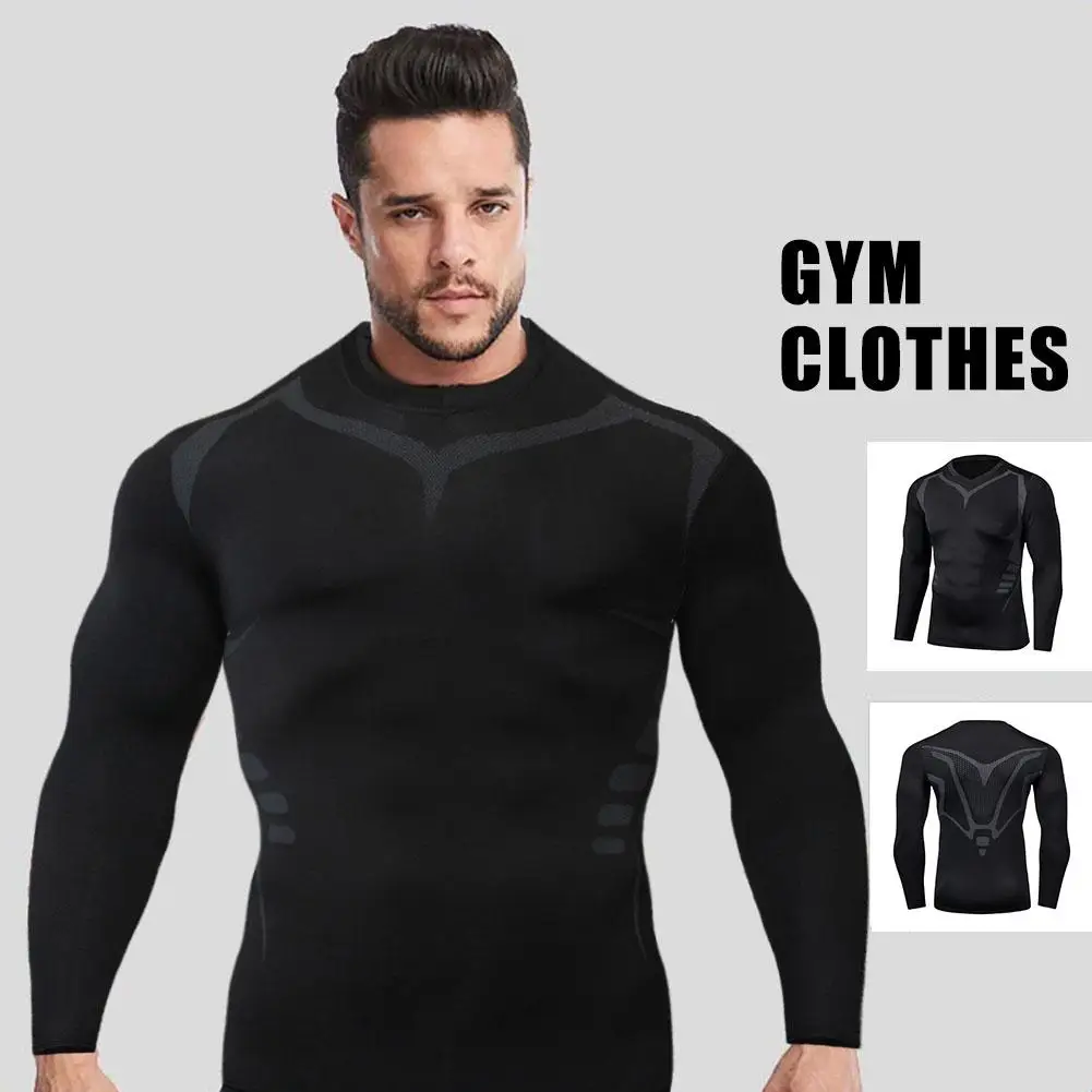 

Long Sleeve Fitness T Shirt Men Tight Top Running Gym Breathable Drying Training Tshirt Quick Sleeve Long Sports Fitness S4Z1