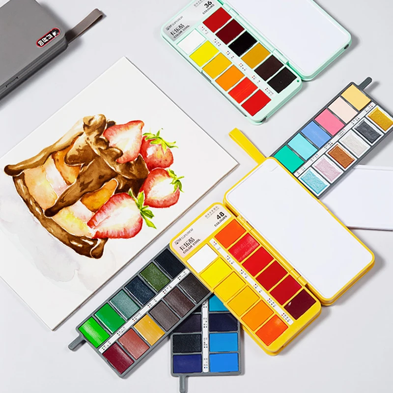 

Professional 36/48/60 Colors Solid Watercolor Paint Set Foldable Pigment Paint Water Brush Pen For School Drawing Art Supplies