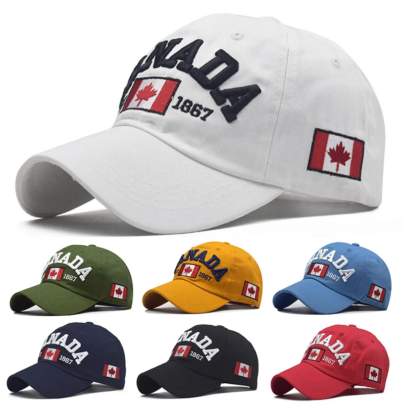 

Canada Caps Men Women Summer Fashion Dad Hat Snapback Flag letter Embroidery Black White Baseball Cap Women Gorras hombre