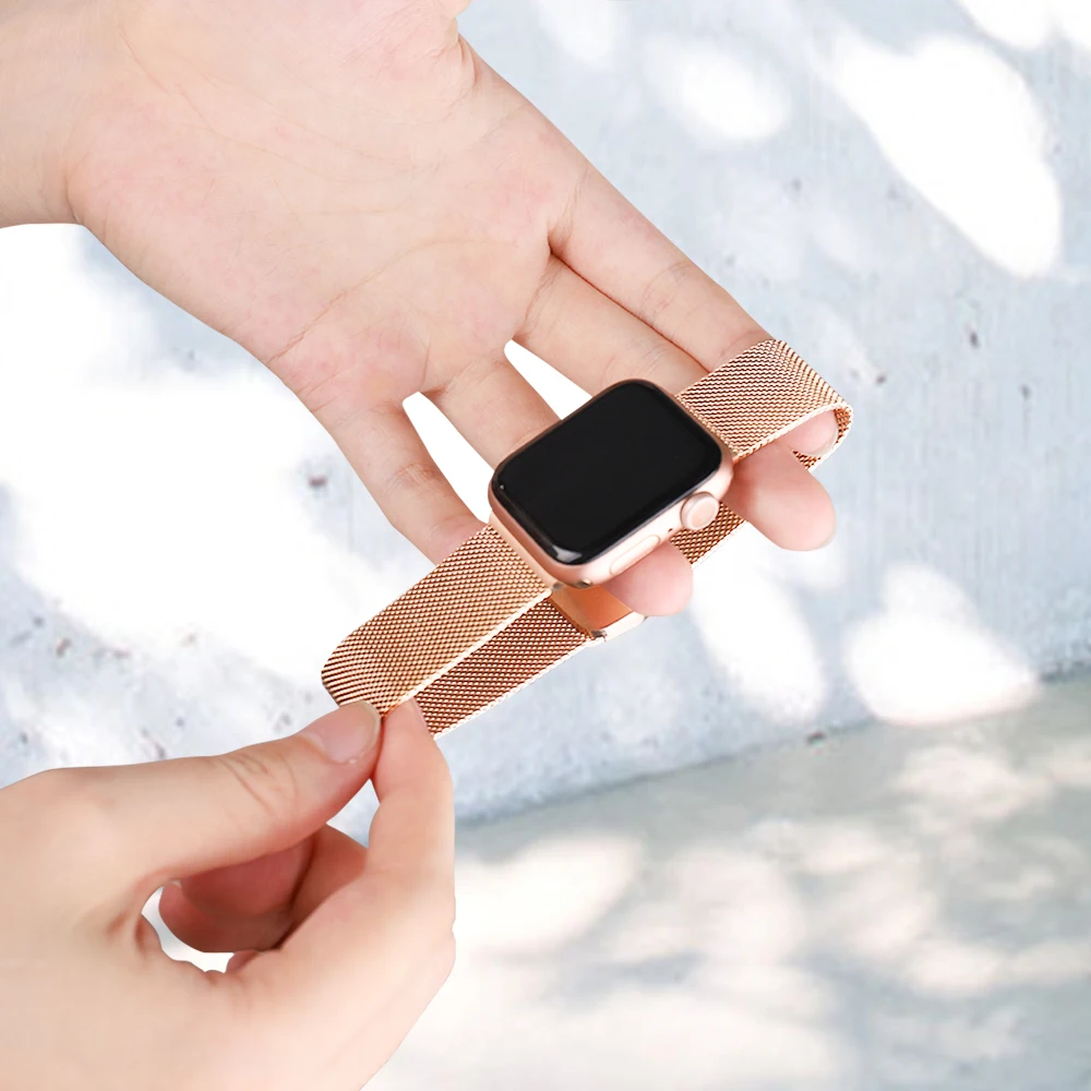 

Metal Milanese loop strap For Apple watch band 44mm 40mm 42mm 38mm stainless steel magnetic iWatch Series 7 3 4 5 6 se 41mm 45mm