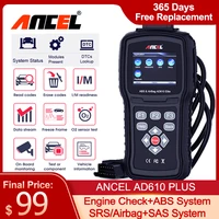 ancel ad610 plus obd obd2 automotive scanner engine abs srs airbag sas reset three system car diagnostic tool russian language
