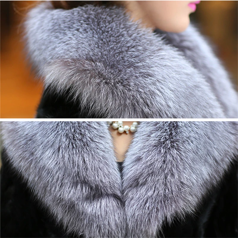 2023 New Winter Luxury New Imitation Mink Fur Coat Women Fox Fur Long Parka Plus Size Loose Thicken Warm Fake Fur Jacket Female