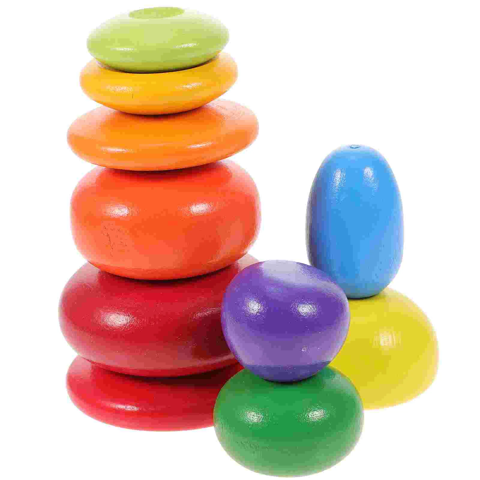 

10pcs Rainbow Stacking Stones Stacking Balancing Rocks Early Educational
