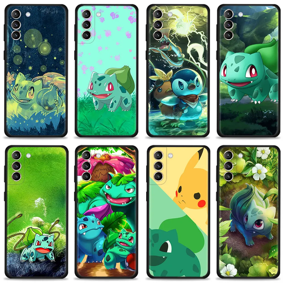 

Pokemon Green Flora Bulbasaur Pikachu Case For Samsung Galaxy S22 S21 S20 Ultra FE S10 S9 S8 Plus S10e Note 20Ultra 10Plus Cover