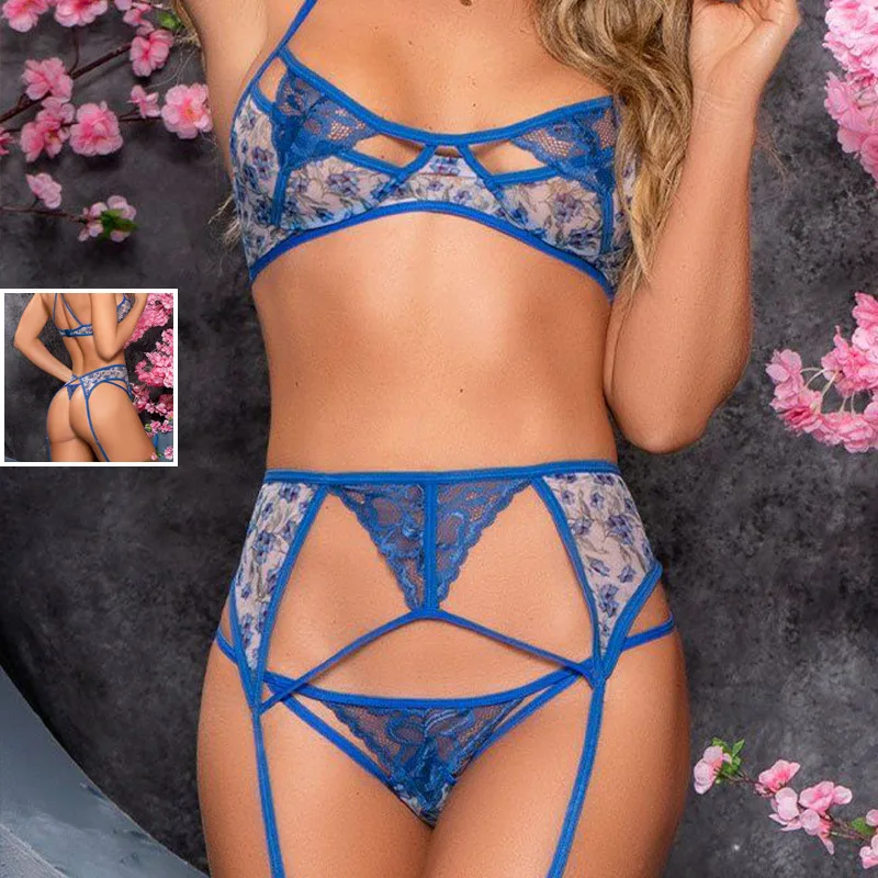 

Сетчатое сексуальное нижнее белье, эротическое сексуальное платье с принтом, стринги для женщин, роскошный кружевной чувственный лоскутный комплект из 3 предметов, комплекты женского нижнего белья