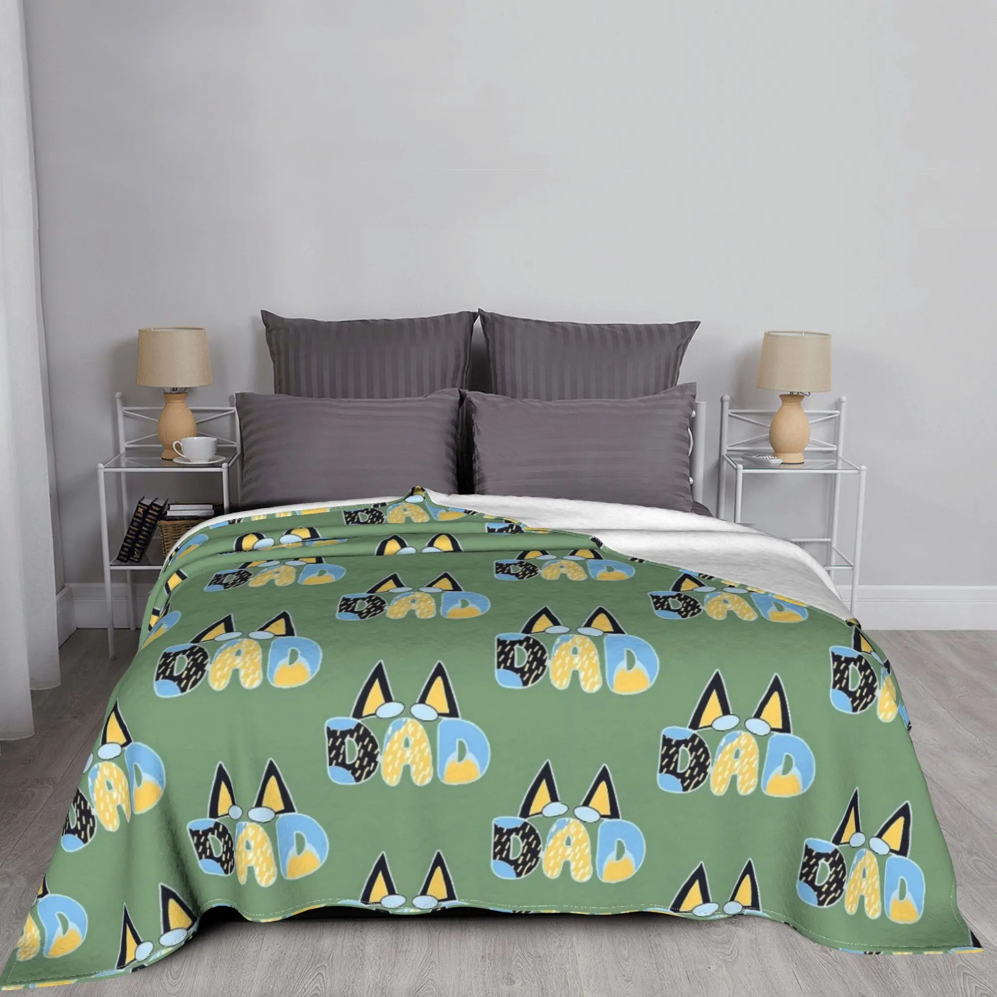 Плюшевое одеяло из кораллового флиса с изображением собаки и папы одеяла Blueyy для