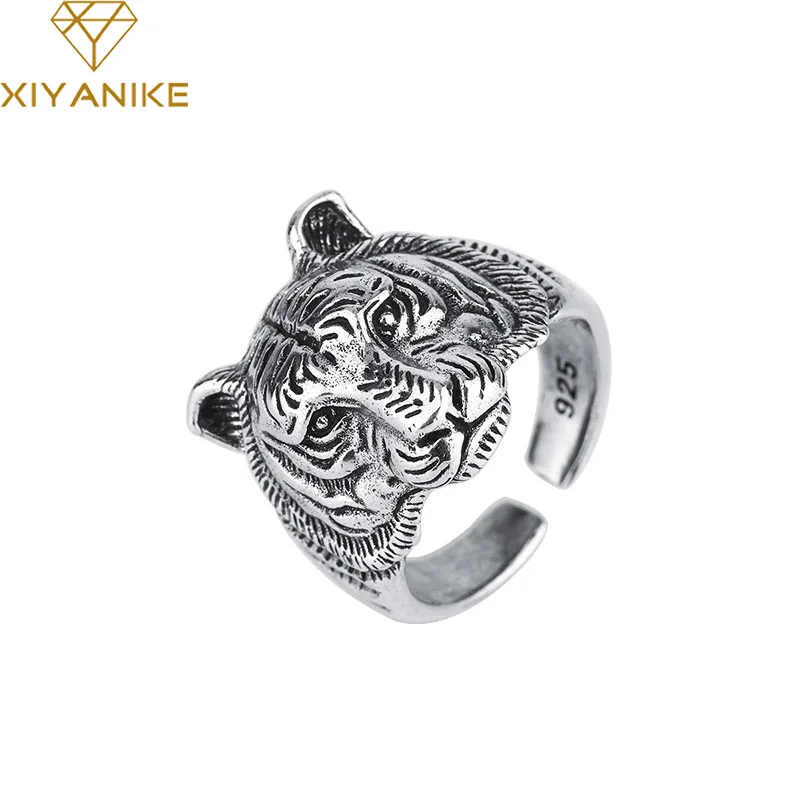 

XIYANIKE Vintage Tiger Open Cuff Rings For Men Women New Fashion Hip Pop Punk Jewelry Couples Gift Party Wedding кольцо женское