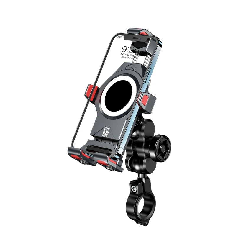 

Anti Theft Aluminum Alloy Cellphone Holder Mobile Phone Mount for Motorcycle Scooter Handlebar Phone Stand Rotatable
