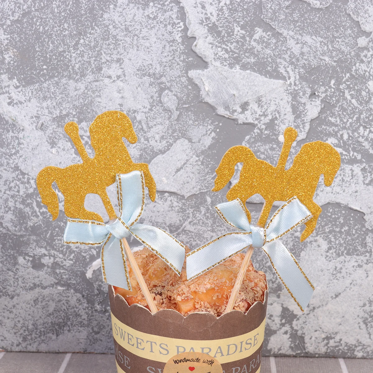 

Carousel Cupcake Horse Birthday Decorations Party Decoration Toppers Supplies Picks Pick Happy Dessert Blue Wedding Glitter
