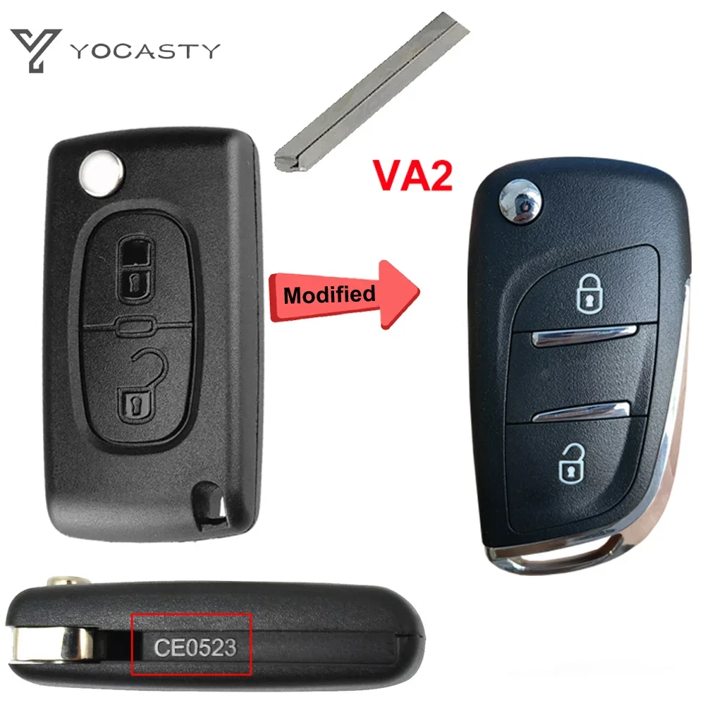 

YOCASTY модифицированный откидной чехол для удаленного ключа автомобиля для Citroen C2 C3 C4 C5 Berlingo для Peugeot 207 307 308 407 607 HU83 VA2