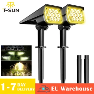 TSUN 2 шт солнечный светильник напольный 3000K6000kRGBЗеленый Солнечный садовый светильник IP65 Солнечный Точечный светильник для ландшафтного пути Солнечный настенный светильник