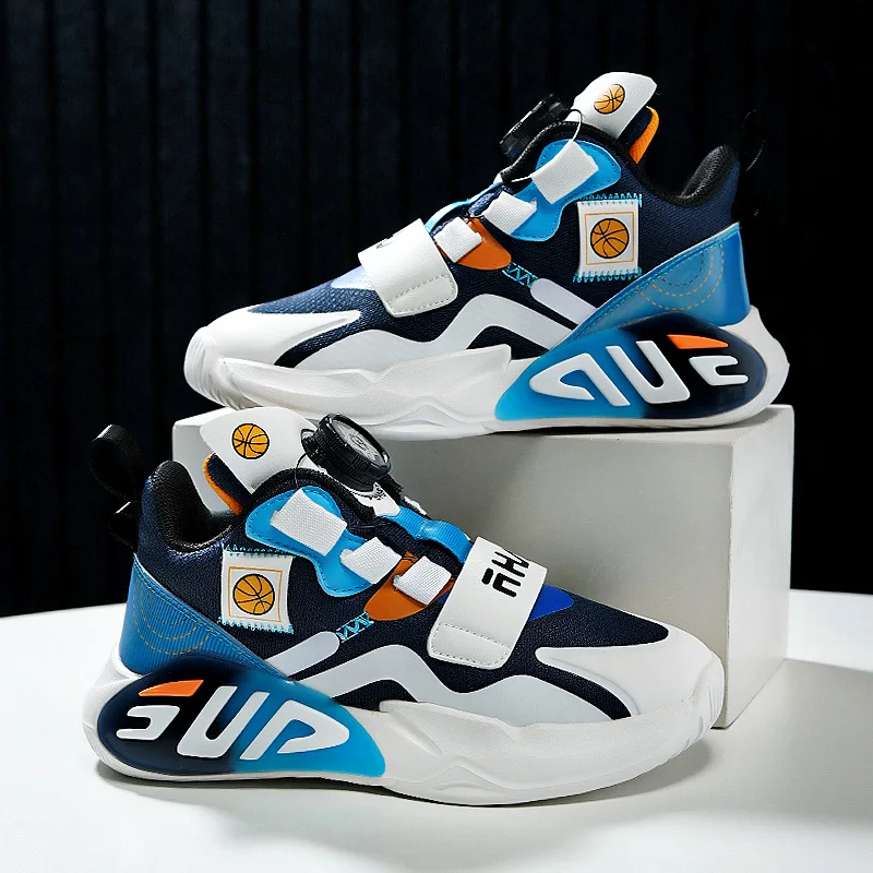 

Boys shoes 2022 new summer children's sports basketball shoes rotating buttons in the big children's running boys shoes