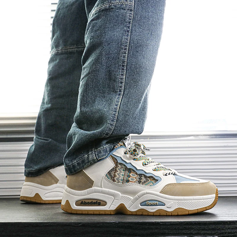 

2023 Spring Autumn Street Style Teenagers Sport Casual Shoes For Men's Heightening Effect Mesh Breathable Daily Hombre White