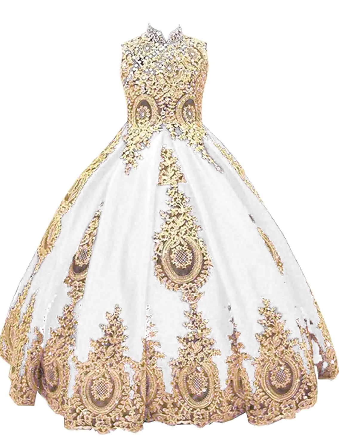 Пышное платье для девочек с высоким воротом маленьких атласные длинные платья