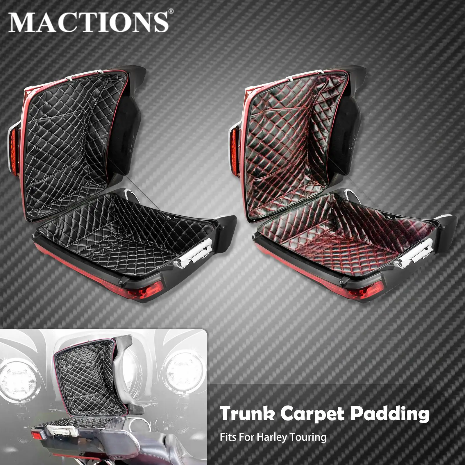 Motorcycle Leather Chopped Pack Trunk Carpet Liner For Harley Touring 2014-2022 Limited CVO Road Electra Street Glide FLHR FLHT