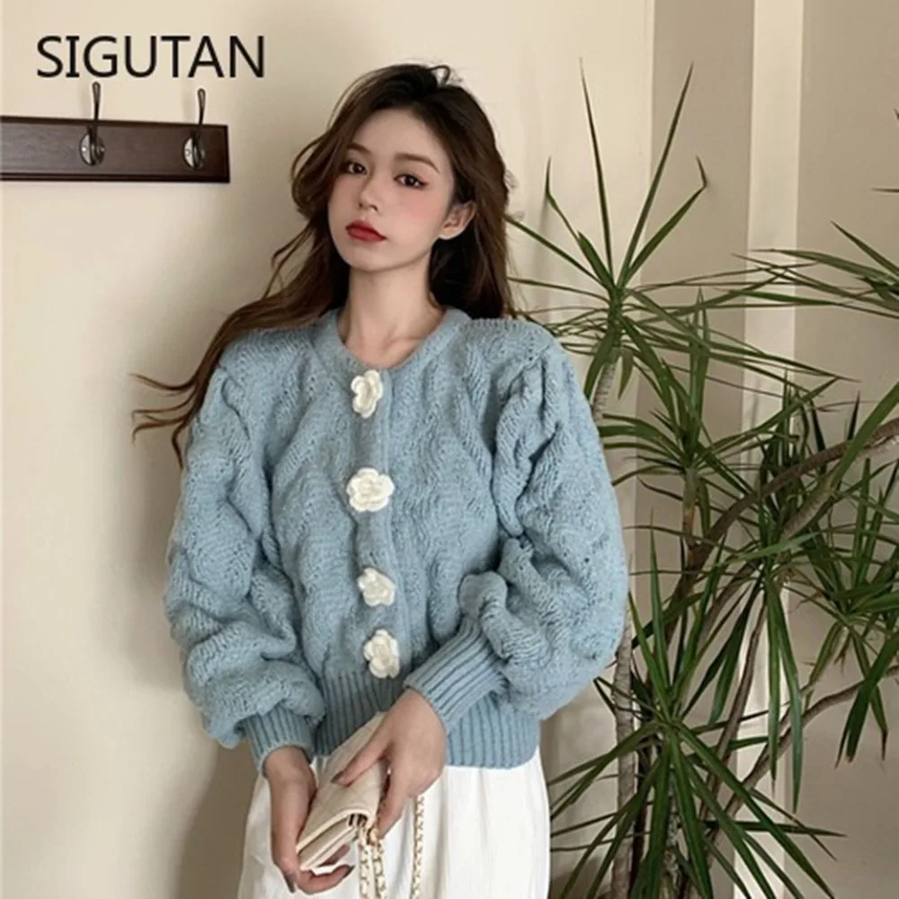 

Cropped Sweater Korean Cardigan Crop Top Fashion Sweaters Coat Crochet Flower Cardigans Women Grace Knit Outwear