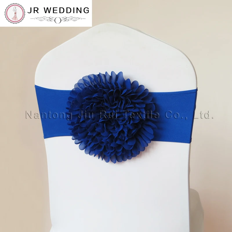 

50pcs Free Shipping Ryoal Blue Chiffon Sunflower And Lycra Stretch Chair Band For Wedding Chair Party Event Decoration