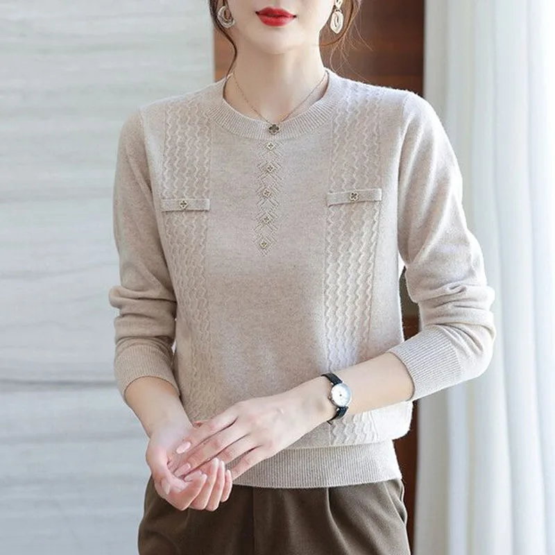 Новый осенний модный тренд однотонный свободный и универсальный тонкий вязаный