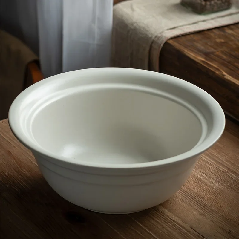 Толстая матовая большая миска для супа и фруктов бытовая однотонная