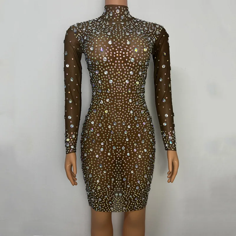 Женское Сетчатое прозрачное облегающее короткое платье для выпускного вечера и