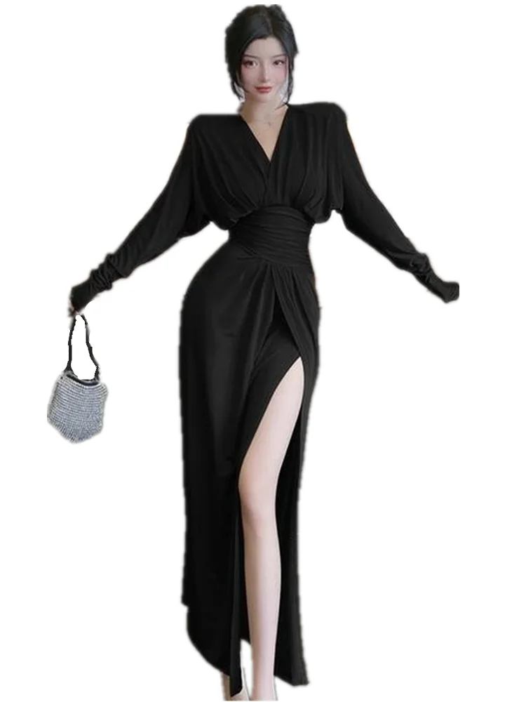 

Лидер продаж, высокое качество, длинное женское платье на весну и осень, два цвета, новинка 2022, французское темпераментное светильник Роскош...