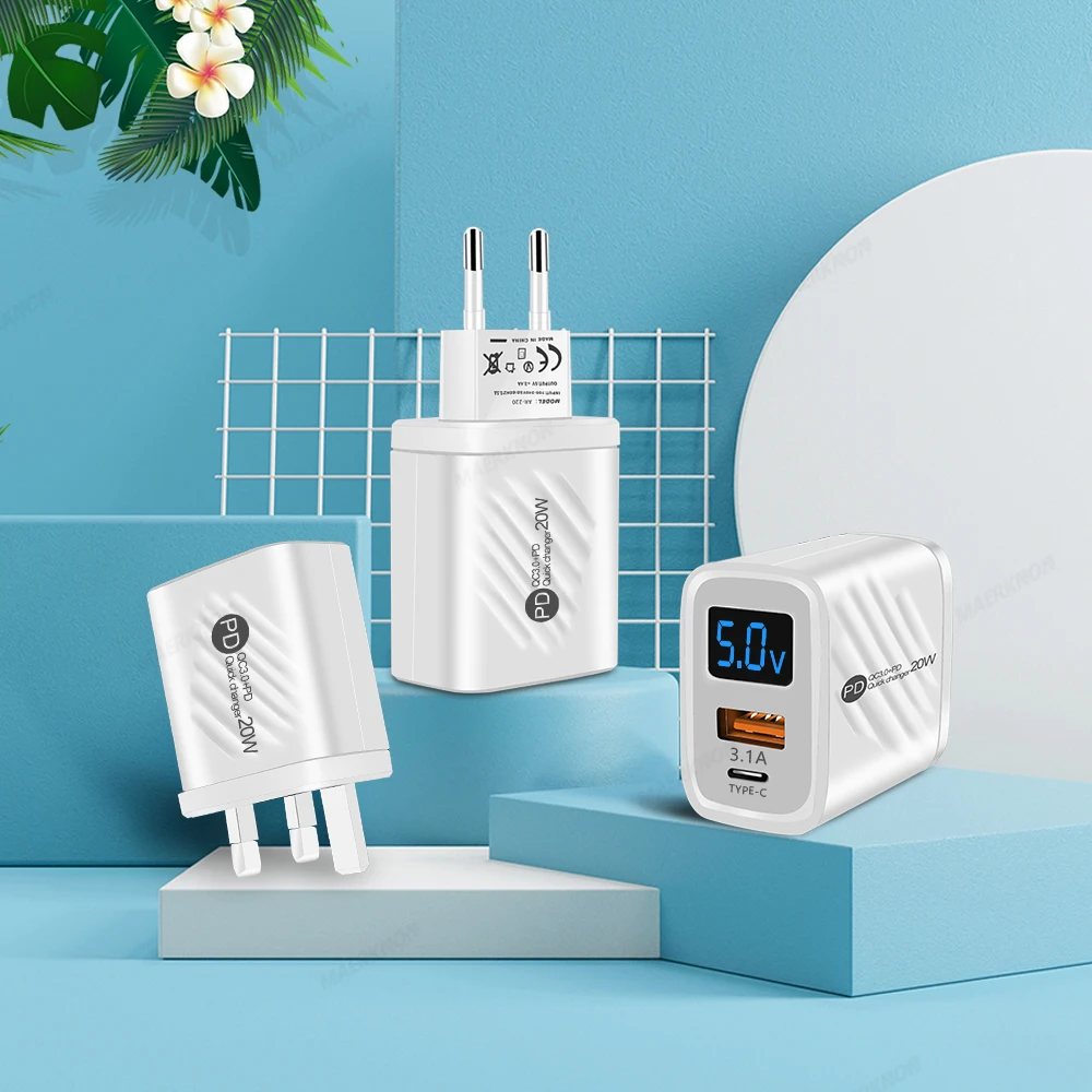 USB PD 20W Quick Charger 5.0 Fast Charging Phone Charger Adapter For Samsung iPhone 14 13 Huawei Xiaomi 13 Oneplus Wall Charger