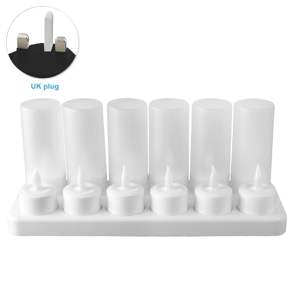 

12pcs Battery Operated Wedding Bar Rechargeable Base LED Tea Lights Decorative Electric Flameless Candle Birthday Party Desktop