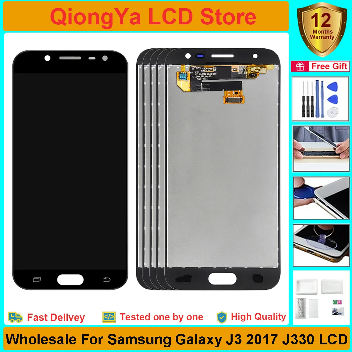

3/5 Pieces Wholesale Display For Samsung Galaxy J3 2017 J330 lcd SM-J330F J330G J330FN LCD with Touch Screen Digitizer Assembly