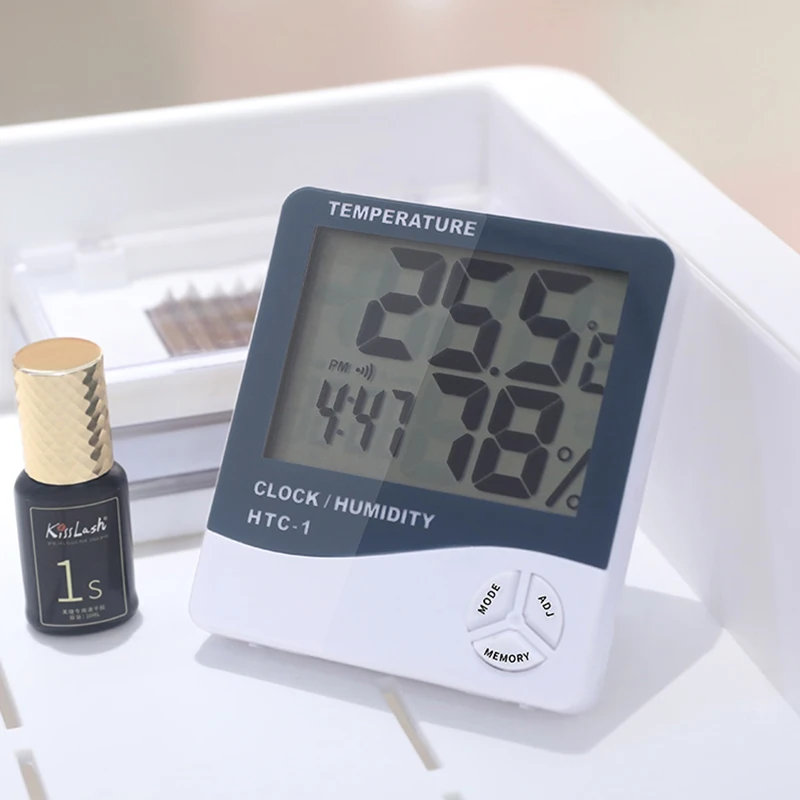 

Цифровой термометр-гигрометр для наращивания ресниц, комнатный Измеритель температуры и влажности с цифровым дисплеем, погодные часы