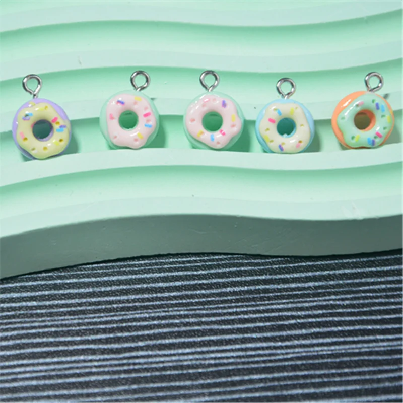 10pcs cartoon Donut Resin Charms for DIY For Jewelry Making Key Bracelet Earring Necklace Pendant Supplies 506