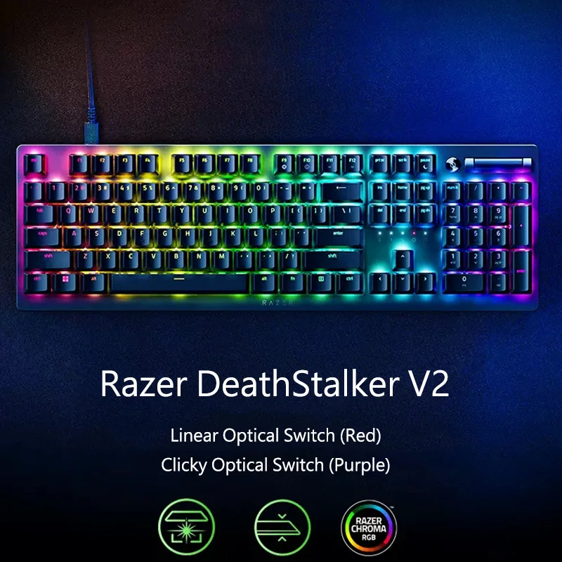 Razer DeathStalker V2 Wired Gaming Keyboard Durable Aluminum