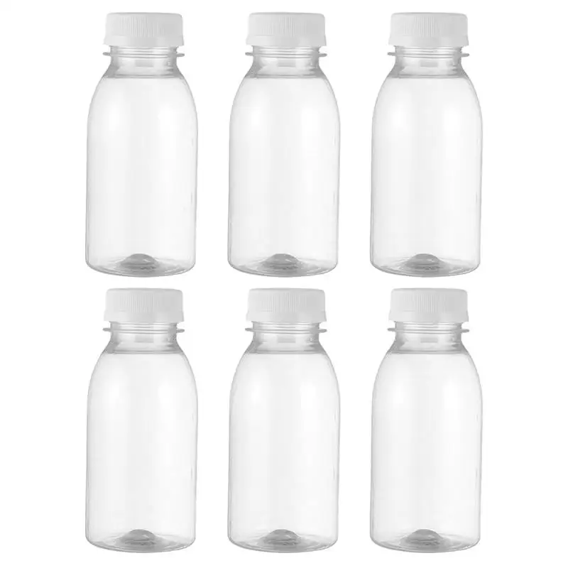 Juice Bottle Plastic Reusable Empty Water Milk Containers Clear Caps Drink Mini Lids Container Bulk Beverage Fridge