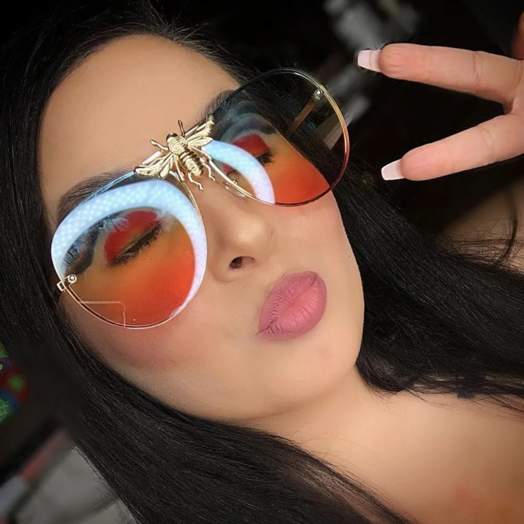 Женские солнцезащитные очки в стиле ретро модные большой оправе с изображением