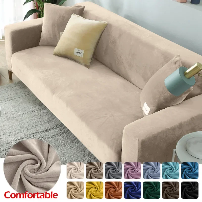 

Velvet Fabric Sofa Covers For Living Room Plush Stretch Sofa Slipcover Thick Embossing Couch Cover Cold Protection Sofa Cover