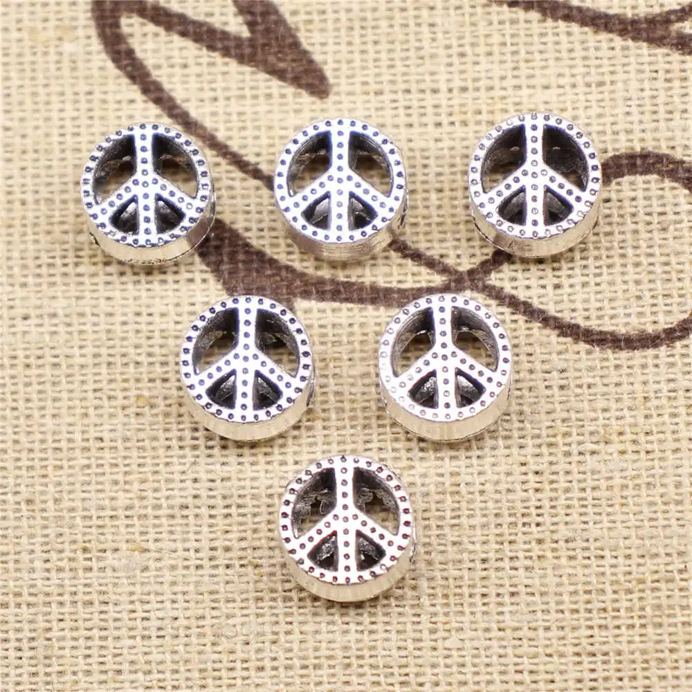 

Peace Big Hole Beads Best Friends Jewelry Craft Supplies 10X10X7mm Antique Silver Color 10 Pieces