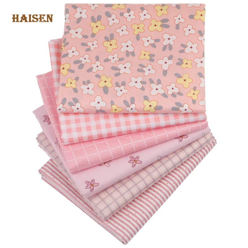 Printed Twill Cotton Fabric,Pink Geometry Cloth,Patchwork Set ,​DIY Baby Child's Sewing Quilting Handmade Home Textiles Material