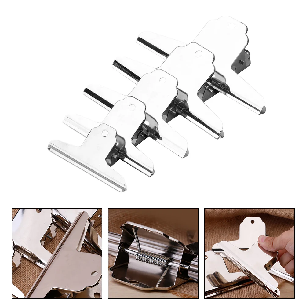 

5pcs Metal Document Clips Schedule Book Clips Metal Bills Clips Sealing Clips