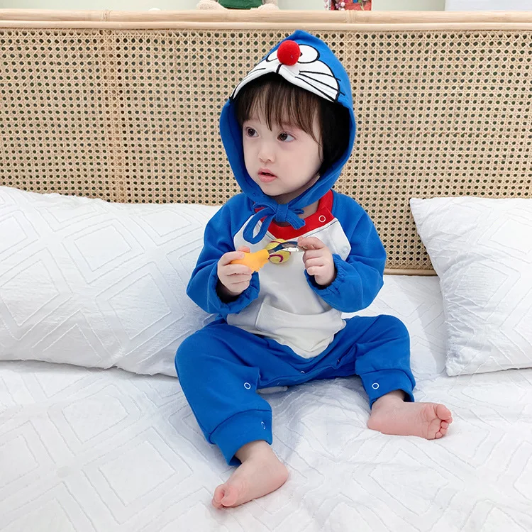 

Doraemon Spring Autumn Blue Cat Cartoon Newborn Baby Onesie for Male and Female Baby Cotton Cute Reptile Clothes Children's Gift