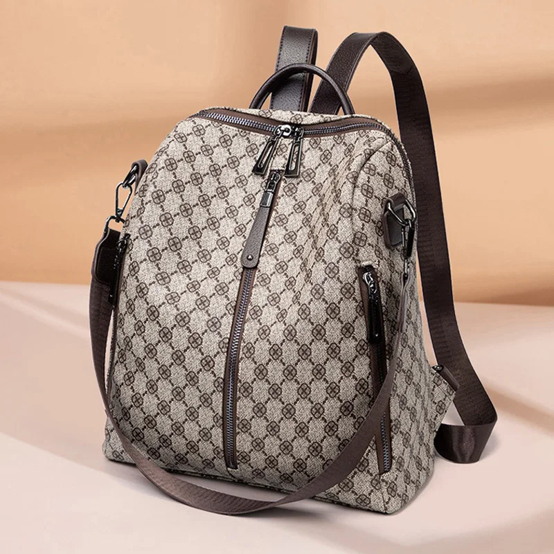

Женский рюкзак, элегантный рюкзак для женщин, 2022 дизайнерский кожаный рюкзак, роскошный брендовый рюкзак с принтом для девочек, школьный рю...