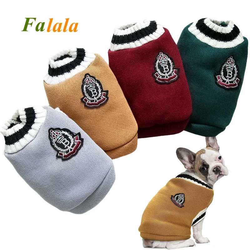 

College Style Pet Dog Sweater Winter Warm Dog Clothes for Small Medium Dogs Puppy Cat Vest Chihuahua French Bulldog Yorkie Coat