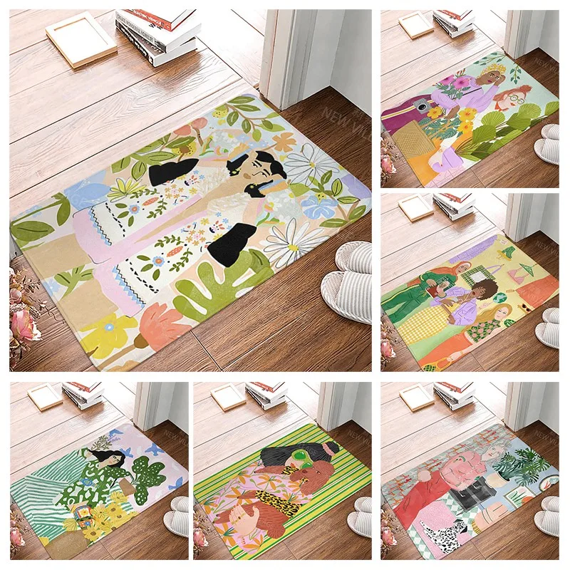 

Anti-slip Bath Mat Bathroom Small Rug Shower Mat Home Decor Door Mat Kitchen mat Bedroom Entrance Room Mats boho abstract modern