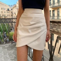 2021 women summer sexy pu leather matte high waist skirt female fall and winter base skirt soild color skirt ropa mujer