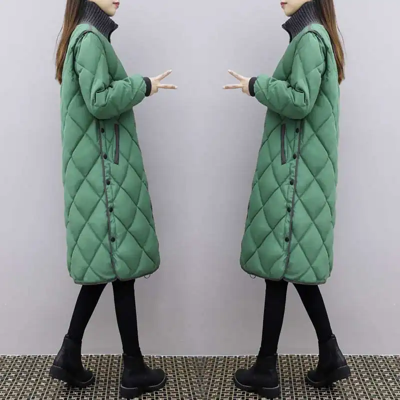 

2022 New Womens Winter Long Padded Jacket Women Thick Warm Down Cotton Jacket Coat Ladies Slim Fit Parka Coat Plus Size 4XL