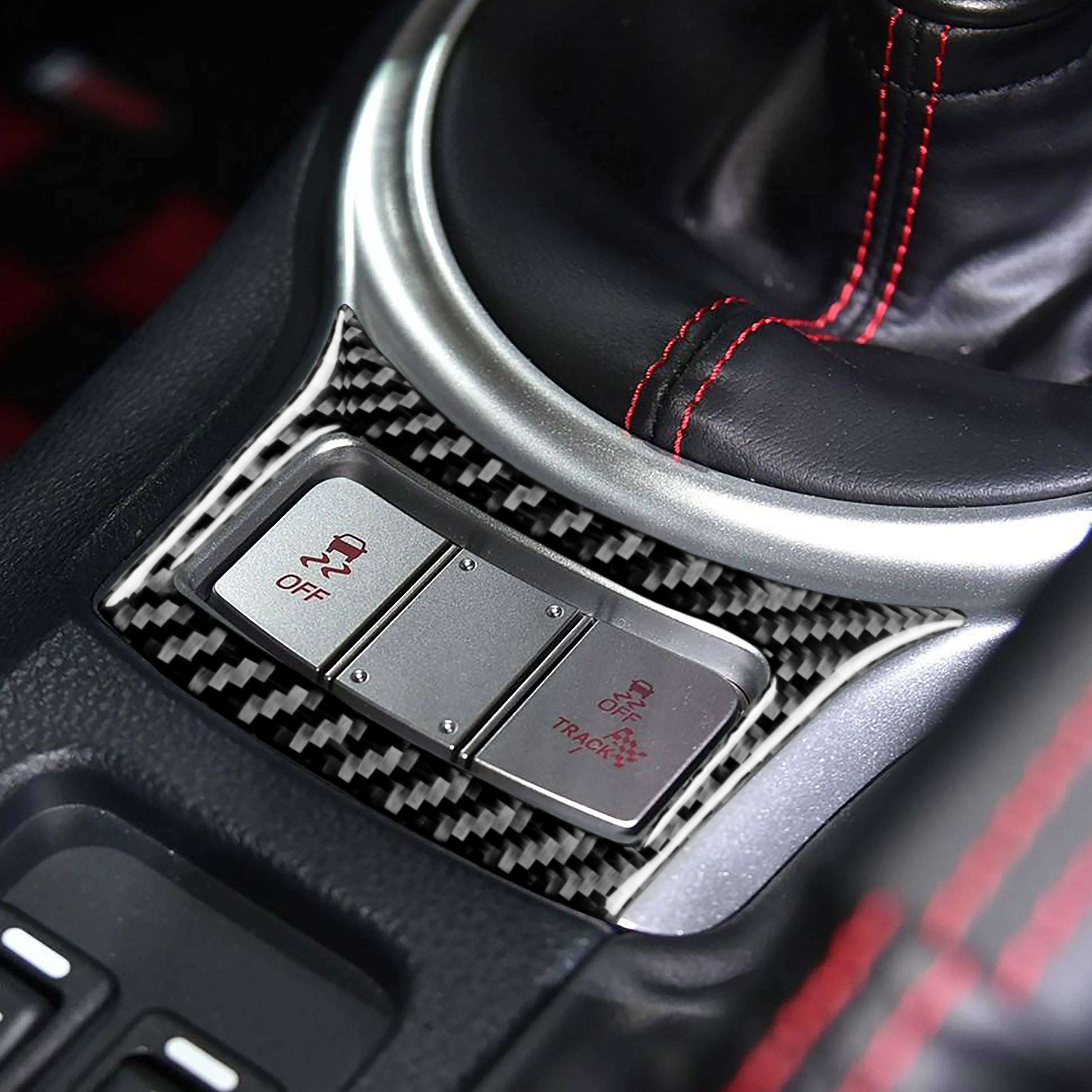 Фото Центральная консоль из углеродного волокна для Subaru BRZ Toyota 86 GT86 17-19, рамка с кнопками отключения, аксессуары для интерьера автомобиля, декоративная наклейка №4