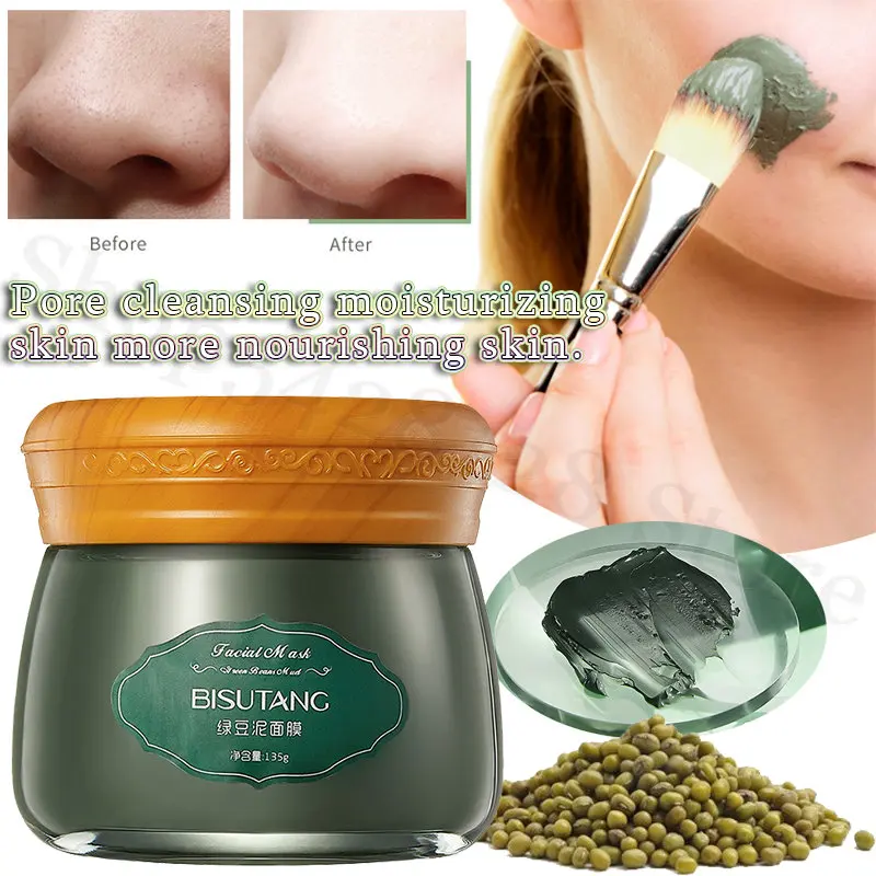 

Mung Bean Mud Mask Balanced Water Oil Moisturizing Cleansing Pore Blackhead Smear Mask Relieve Dry Skin Softening Dirt 135g